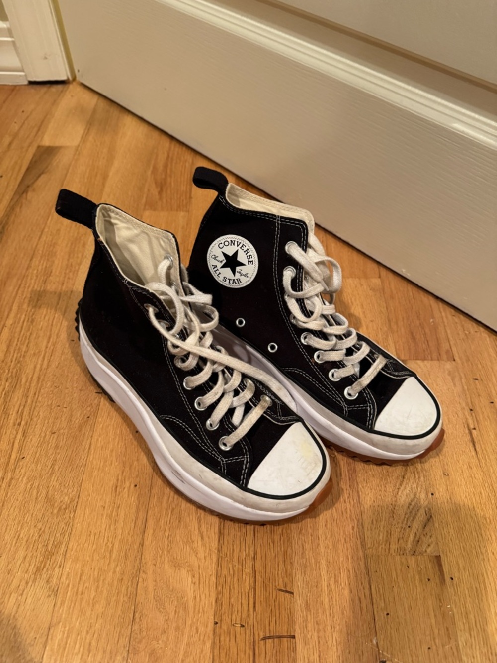 Converse Black and White High Top Platform Sneakers